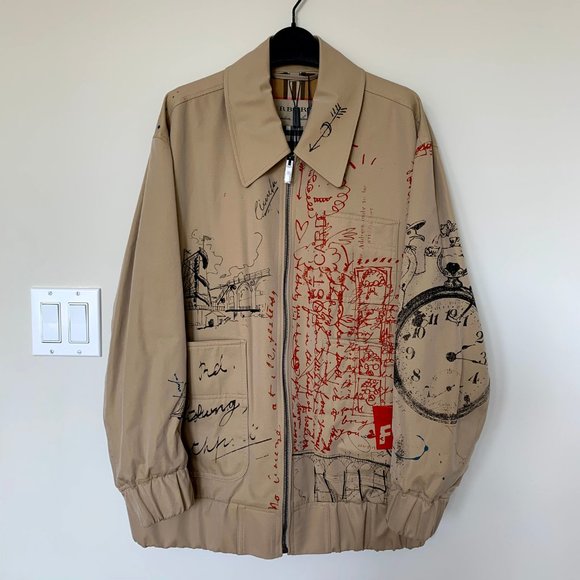 BURBERRY Postcard Print Tropical Gabardine Harrington Jacket - Picture 10 of 15